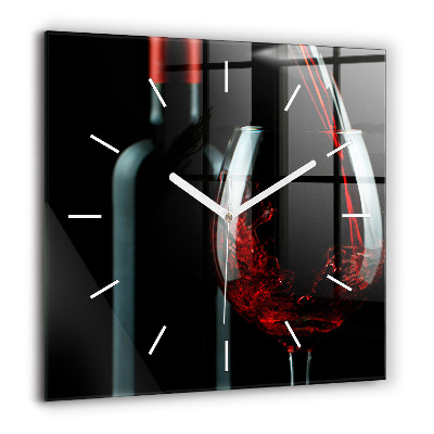 Pendule carrée en verre 60x60 cm Bouteille de vin