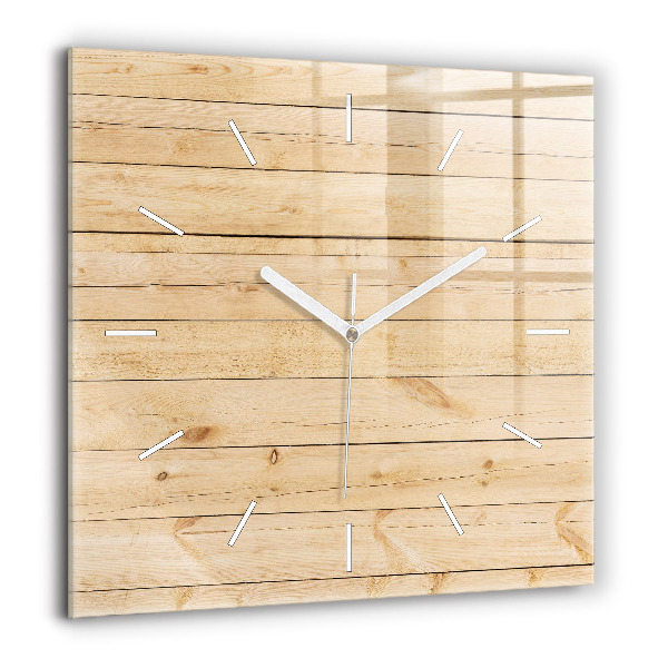 Horloge carrée en verre 60x60 cm Planches en bois