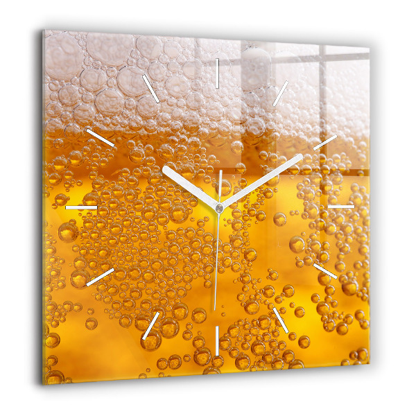 Horloge carrée en verre 60x60 cm Bière avec mousse