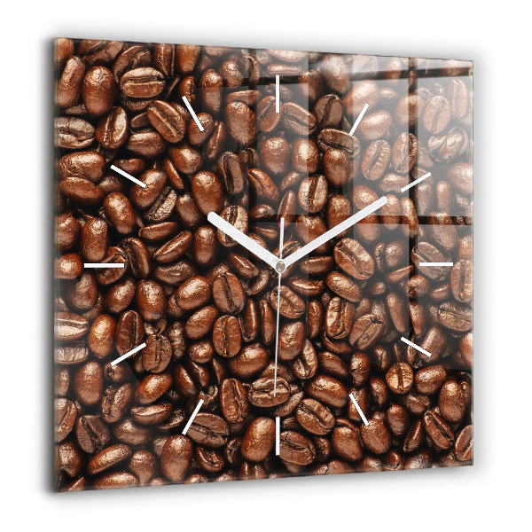 Horloge carrée en verre 60x60 cm Grains de café