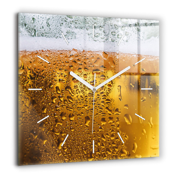 Horloge carrée en verre 60x60 cm Tasse à bière