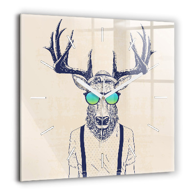 Horloge murale carrée 60x60 cm Cerf abstrait