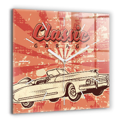 Horloge carrée en verre 60x60 cm Vintage Retro auto