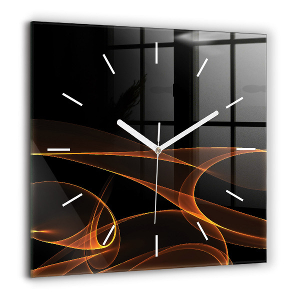 Horloge carrée en verre 60x60 cm Lignes orange