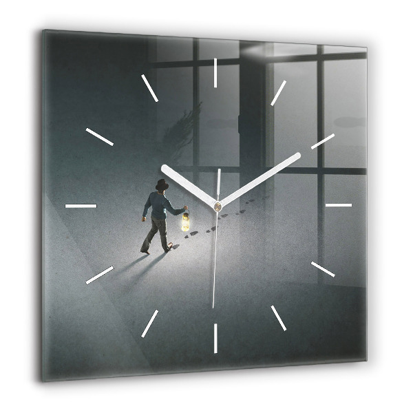 Horloge murale carrée 60x60 cm Vagabond dans l'obscurité