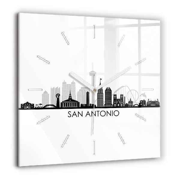 Horloge murale carrée 60x60 cm Ville de San Antonio Texas