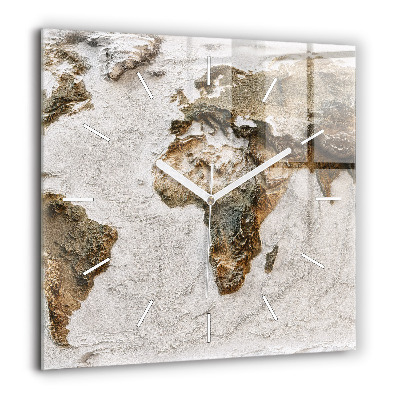 Horloge murale carrée 60x60 cm Carte du vieux monde