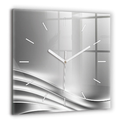Pendule carrée en verre 60x60 cm Abstraction argentée