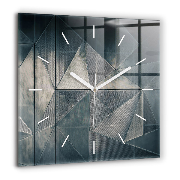 Horloge murale carrée 60x60 cm Triangles abstraits en métal