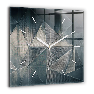 Horloge murale carrée 60x60 cm Triangles abstraits en métal