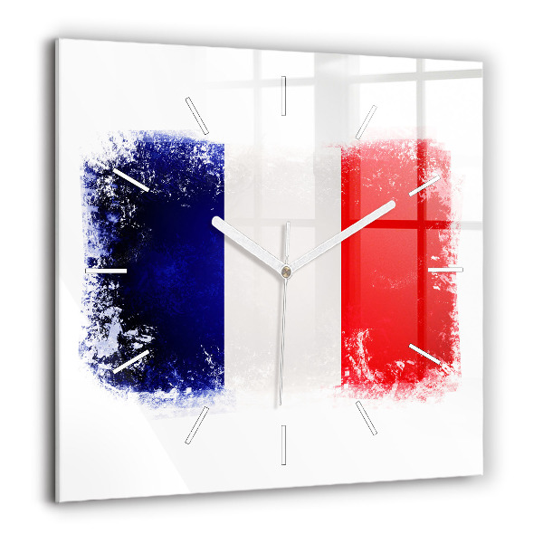 Horloge murale carrée 60x60 cm Drapeau de la France