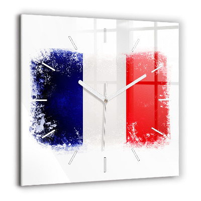 Horloge murale carrée 60x60 cm Drapeau de la France
