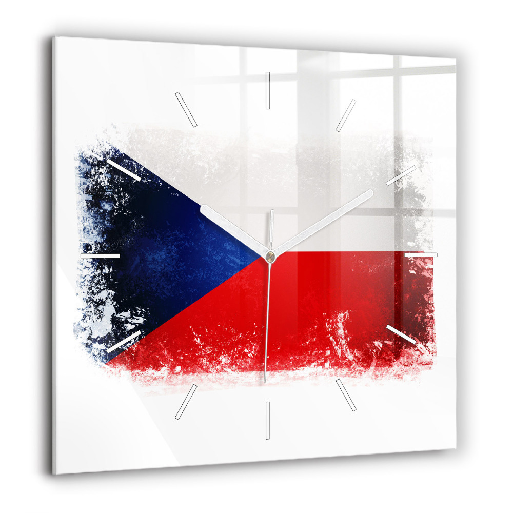 Horloge carrée en verre 60x60 cm Drapeau de la République tchèque