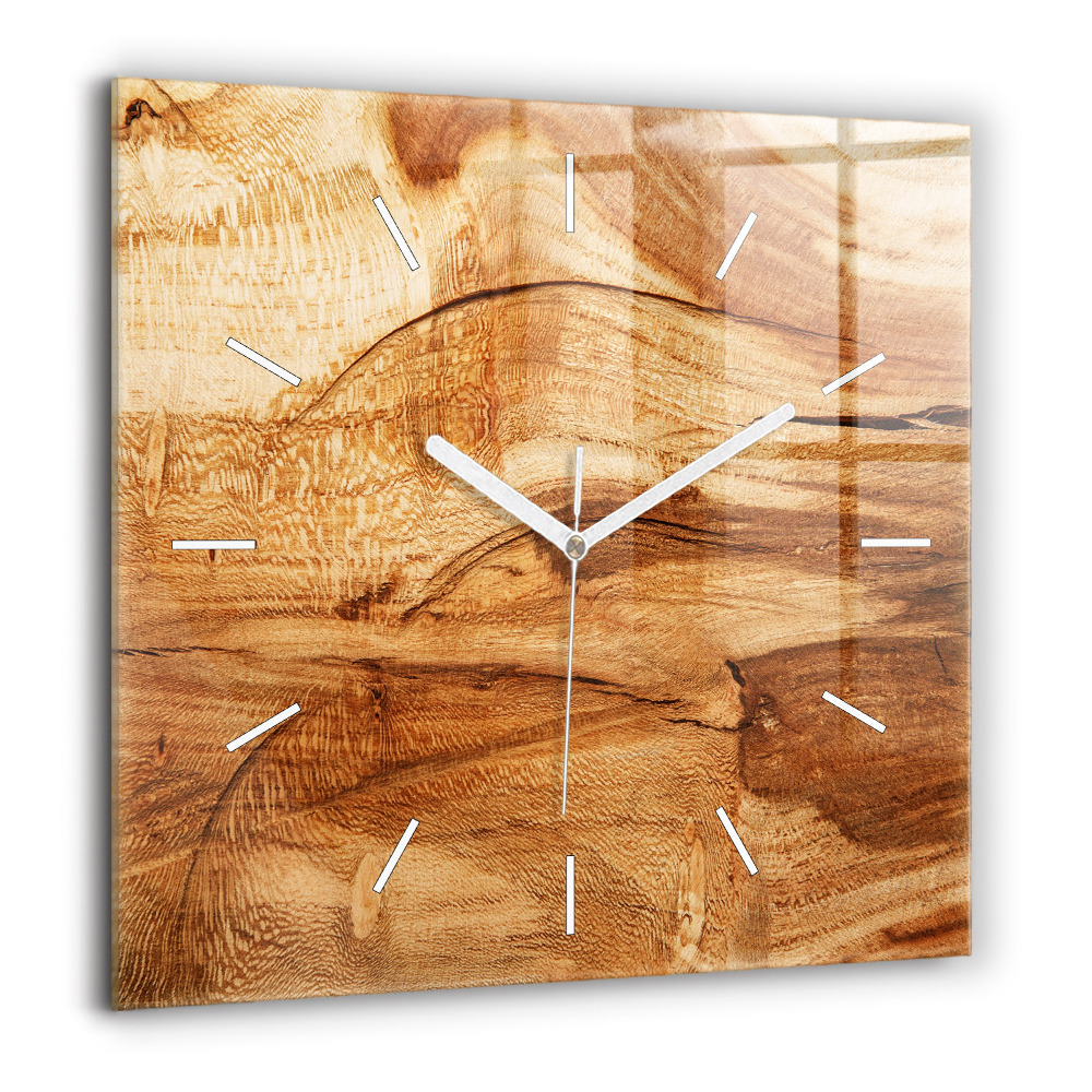 Pendule carrée en verre 60x60 cm Texture de bois