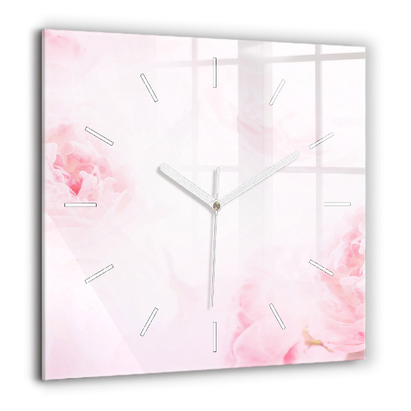 Horloge carrée en verre 60x60 cm Fleurs en fleurs