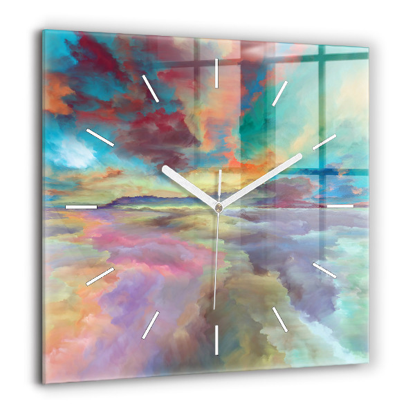 Horloge carrée en verre 60x60 cm Paysage abstrait