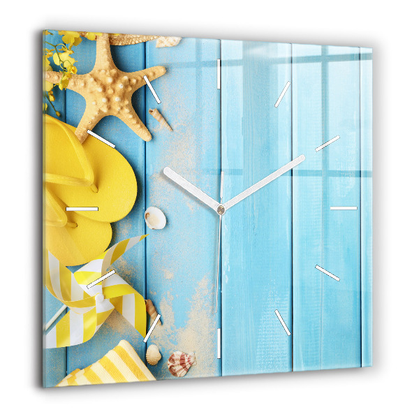 Horloge murale carrée 60x60 cm Accessoires de plage et planches