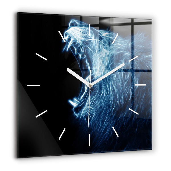 Horloge carrée en verre 60x60 cm Lion sauvage