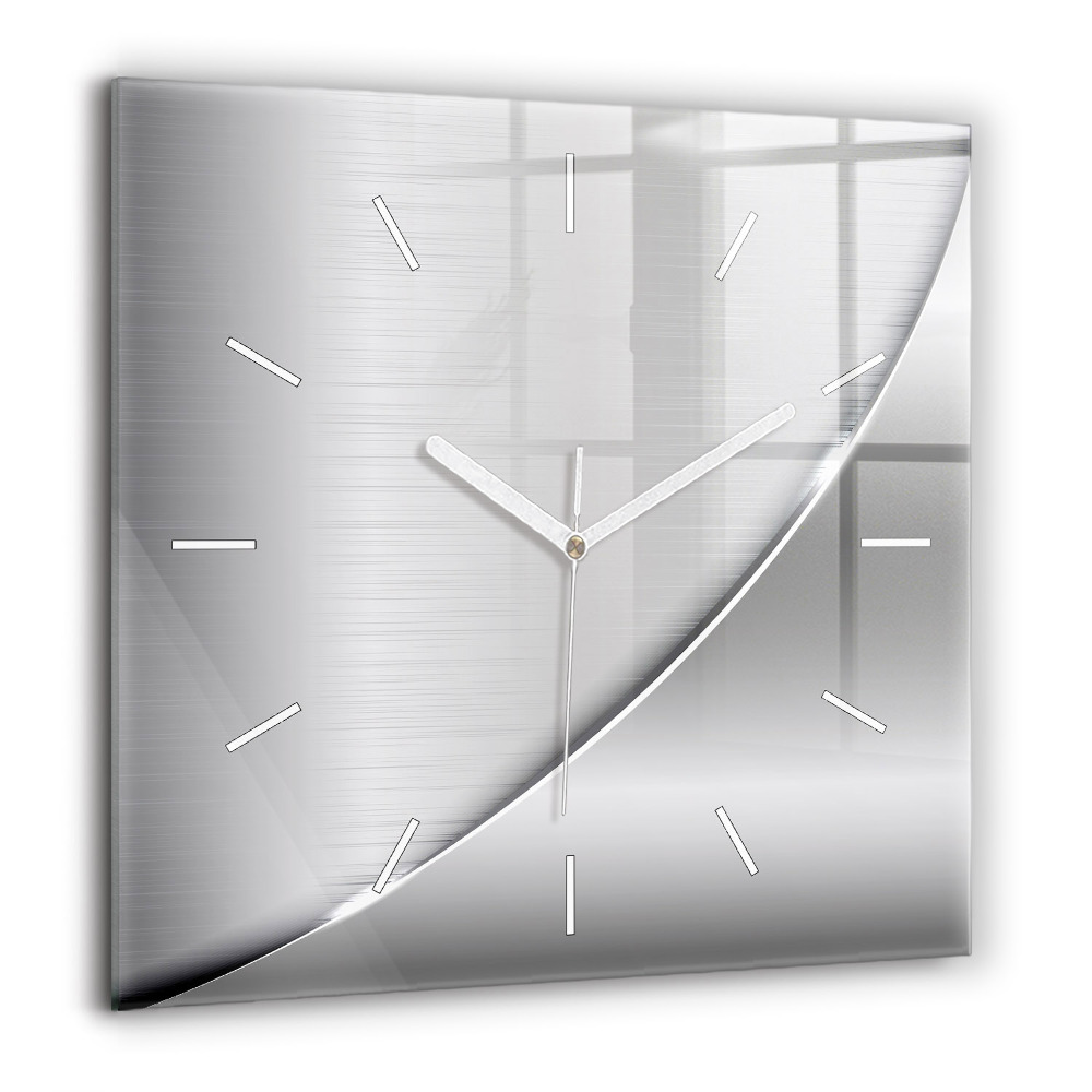 Horloge carrée en verre 60x60 cm Motif argenté