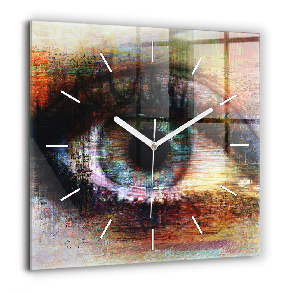 Pendule carrée en verre 60x60 cm Street art Eye