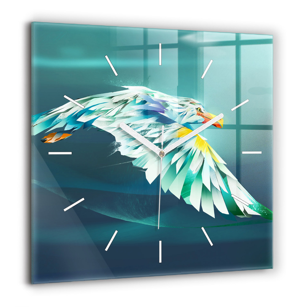 Horloge murale carrée 60x60 cm Image d'un aigle en vol