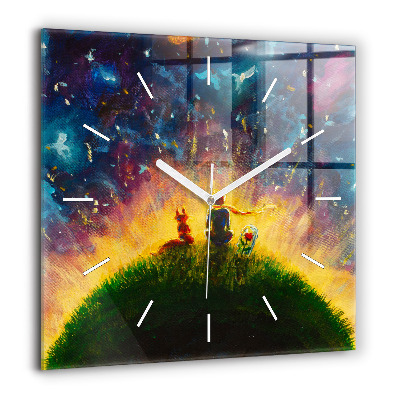 Horloge carrée en verre 60x60 cm Petit prince abstrait