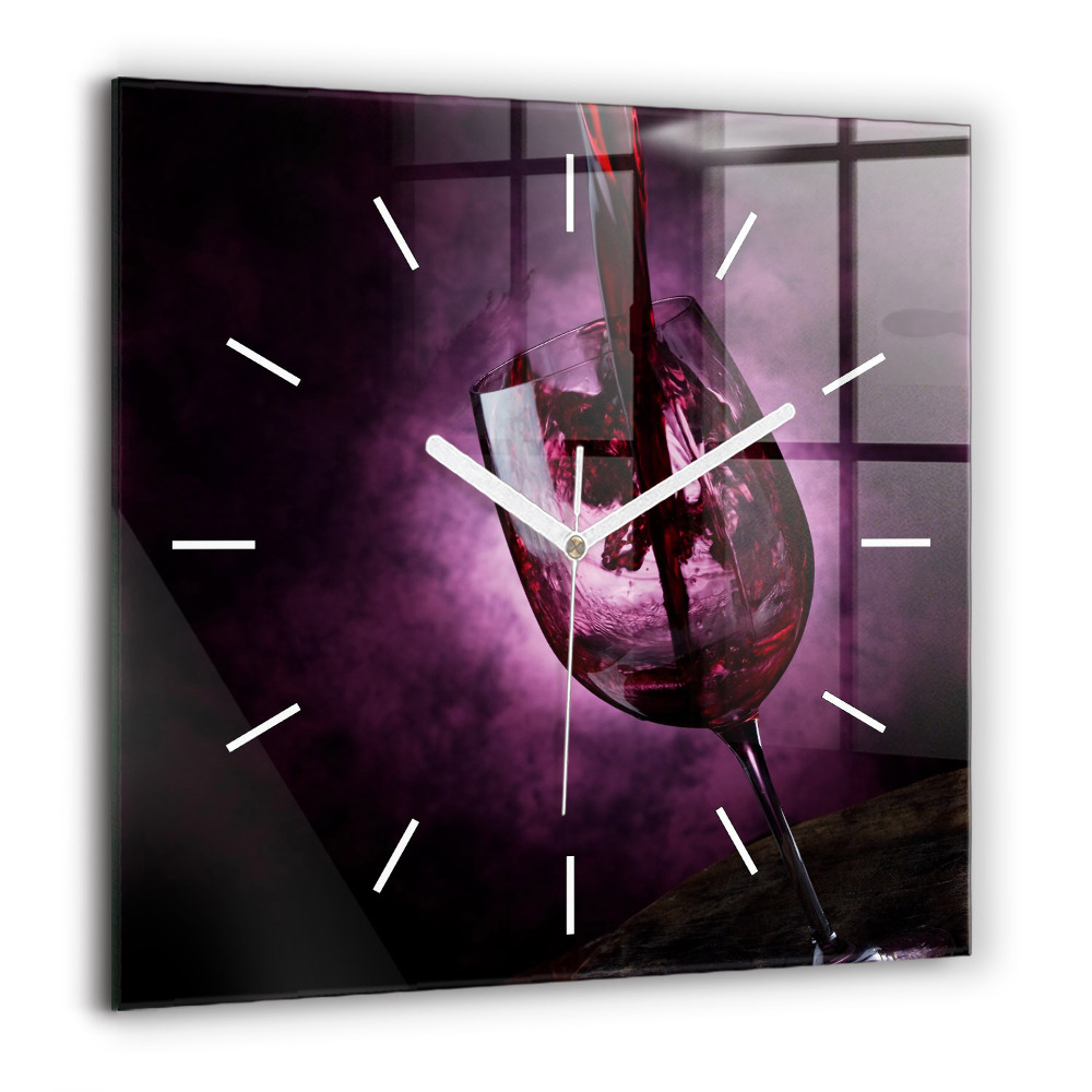 Horloge carrée en verre 60x60 cm Verre à vin