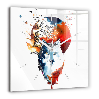 Horloge carrée en verre 60x60 cm Loup et plénitude