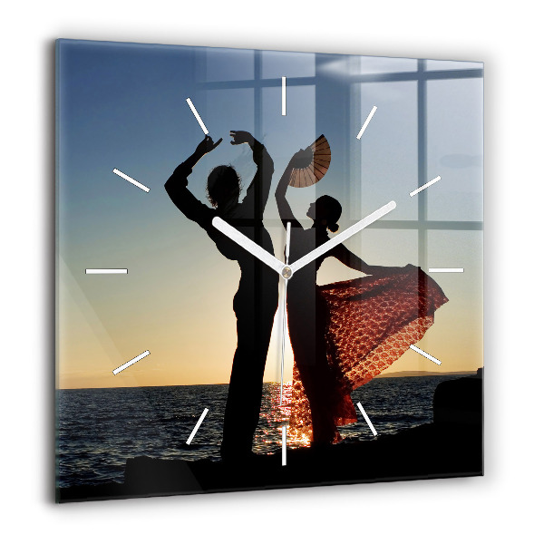 Horloge murale carrée 60x60 cm Danse espagnole en mer