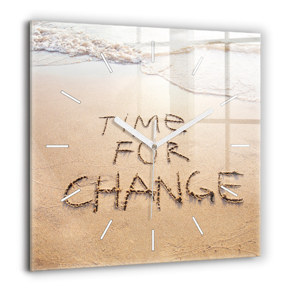 Horloge carrée en verre 60x60 cm Citation sur la plage