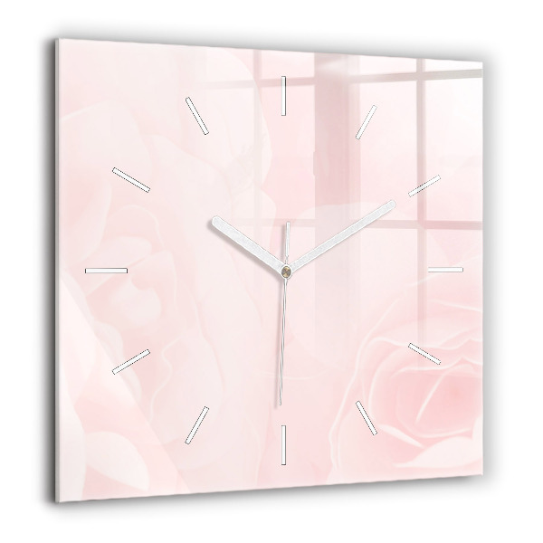 Horloge murale carrée 60x60 cm Roses en fleurs