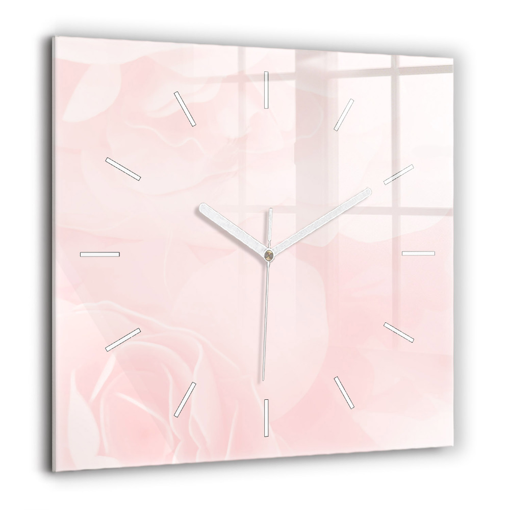 Pendule carrée en verre 60x60 cm Roses en fleurs