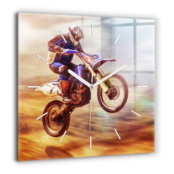 Horloge murale carrée 60x60 cm Motocross enduro