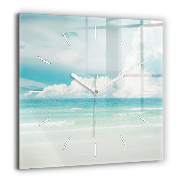 Horloge carrée en verre 60x60 cm Paysage mer