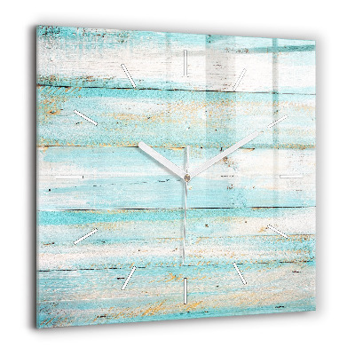 Pendule carrée en verre 60x60 cm Planches bleues