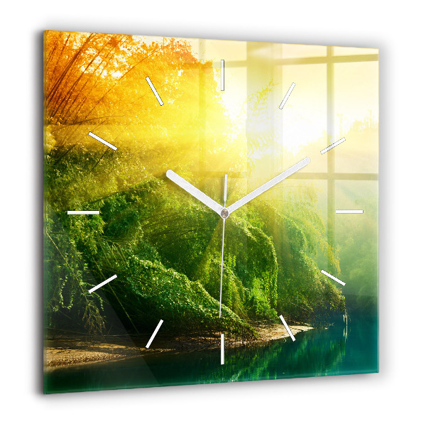 Horloge carrée en verre 60x60 cm Nature paisible