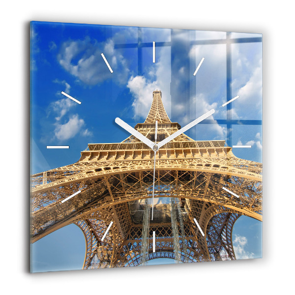 Horloge carrée en verre 60x60 cm France Tour Eiffel