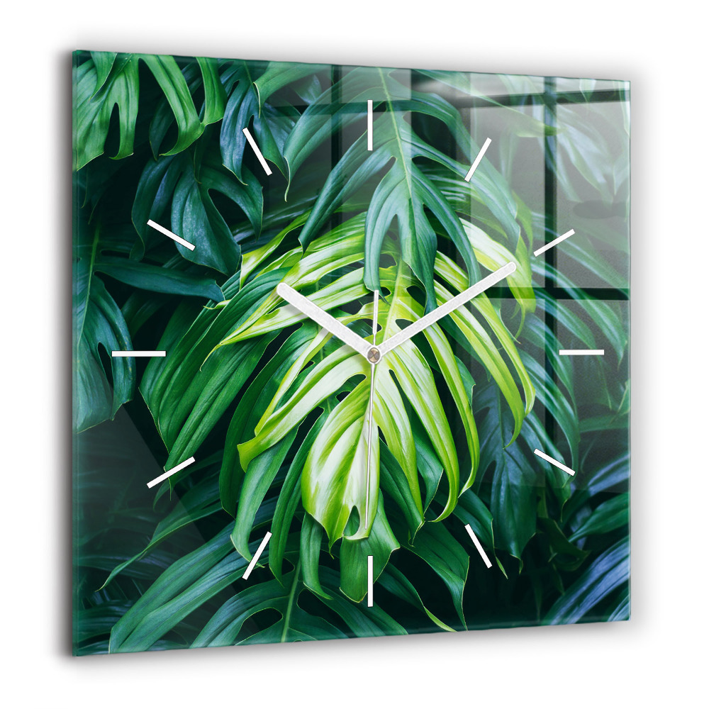 Pendule carrée en verre 60x60 cm Nature tropicale