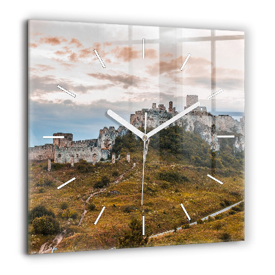 Horloge carrée en verre 60x60 cm Château de Spiš en Slovaquie