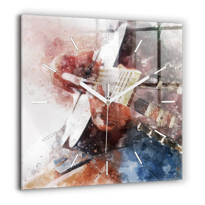 Pendule carrée en verre 60x60 cm Visualisation de la guitare