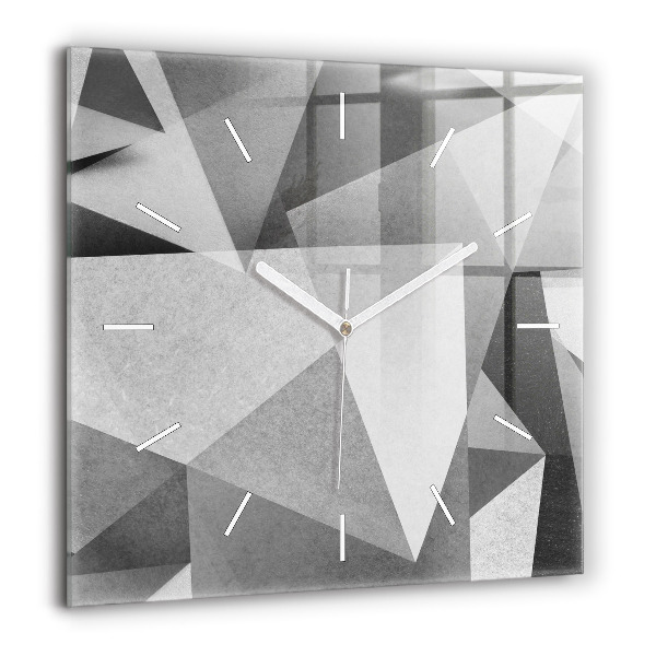 Horloge carrée en verre 60x60 cm Abstraction géométrique grise