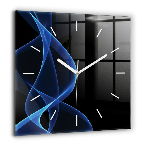 Horloge murale carrée 60x60 cm Lignes bleues