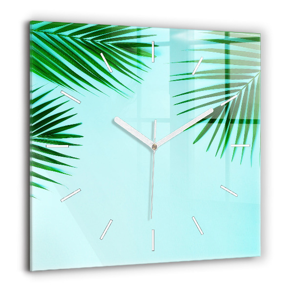 Horloge murale carrée 60x60 cm Palmiers verts