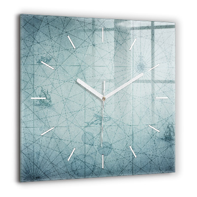 Horloge carrée en verre 60x60 cm Carte vintage