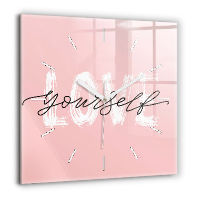 Pendule carrée en verre 60x60 cm Inscription 