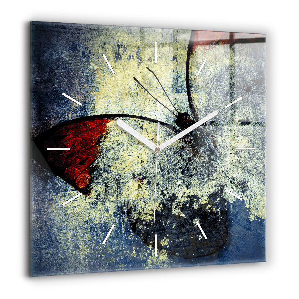 Horloge murale carrée 60x60 cm Papillon style vintage