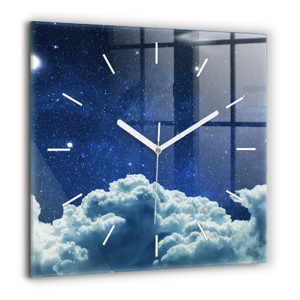 Horloge carrée en verre 60x60 cm Ciel nocturne