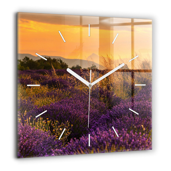 Horloge murale carrée 60x60 cm Prairie de lavande France