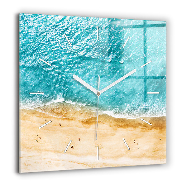 Horloge carrée en verre 60x60 cm Personnes sur la plage