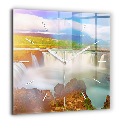 Horloge murale carrée 60x60 cm Godafoss en Islande